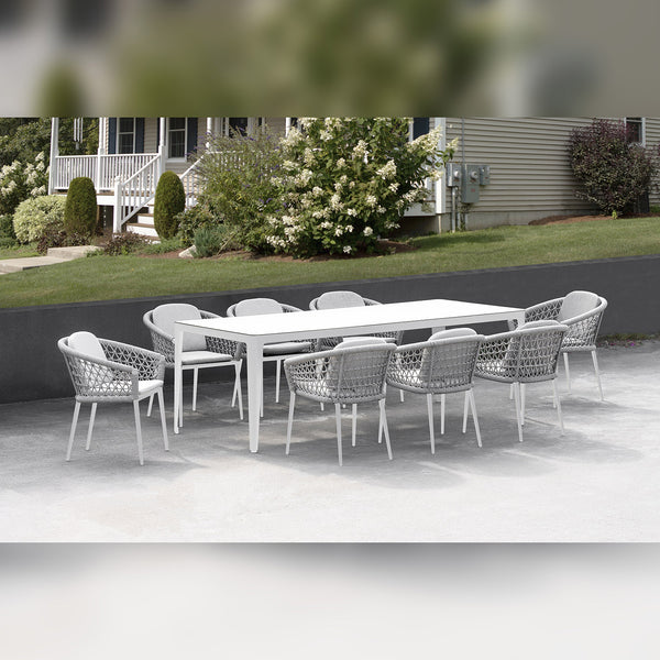 prezzo Set Tavolo e 8 Sedie da Giardino in Alluminio Venus Dining 230 Bianco