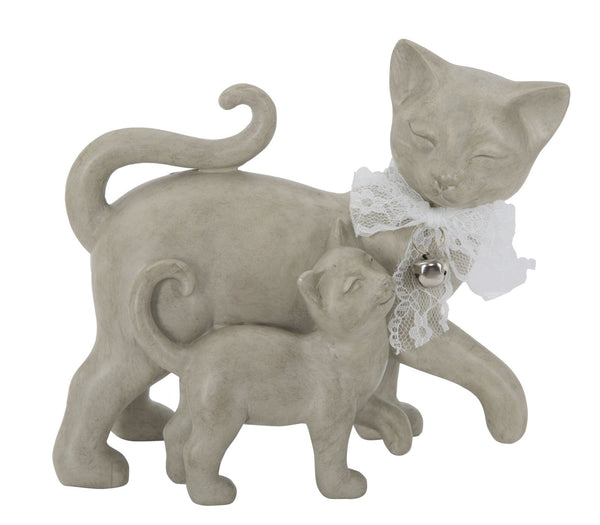 acquista Gatto Stone con Cucciolo 19x9,5x17,5 cm in Poliresina Bianco