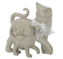 Gatto Stone con Cucciolo 19x9,5x17,5 cm in Poliresina Bianco-2