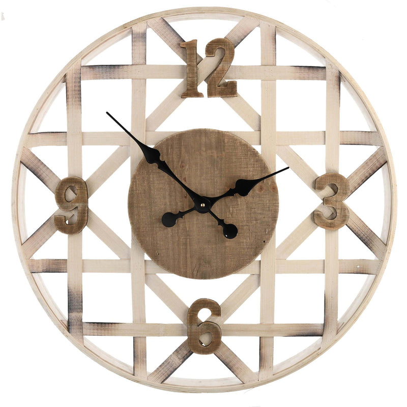 Orologio in legno naturale tondo cm Ø60x6-1