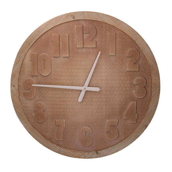 Orologio in legno marrone cm Ø74x3 sconto