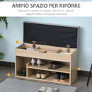 Panca Scarpiera 2 Ripiani in MDF con Cuscino 80x30x48 cm  Grigio e Rovere-7