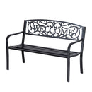 Panca da Giardino 2 Posti in Metallo 127x60x87 cm  Nero-7