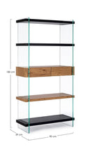 Libreria 4 Ripiani 2 Cassetti 90x39x180h cm Line Wood Nero -2