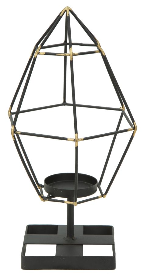 Portacandele Bright Piramid 15x13x29 cm in Ferro Nero e Oro acquista