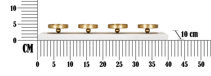 Portacandele 4 Posti da Tavolo 40x10x5 cm in Metallo Oro Base in