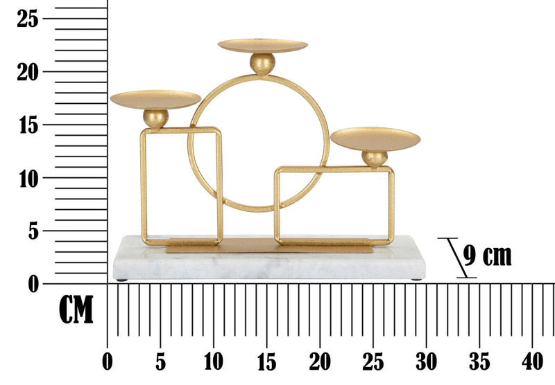 Portacandele 3 Posti da Tavolo 30x9x22 cm in Metallo Oro Base in Marmo  Bianco – acquista su Giordano Shop