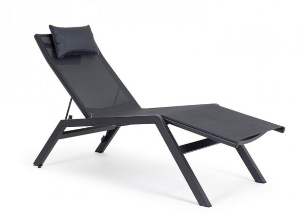 Lettino Chaise Longue da Giardino 65,5x177x105h cm con Cuscino Poggiatesta Krion Antracite prezzo