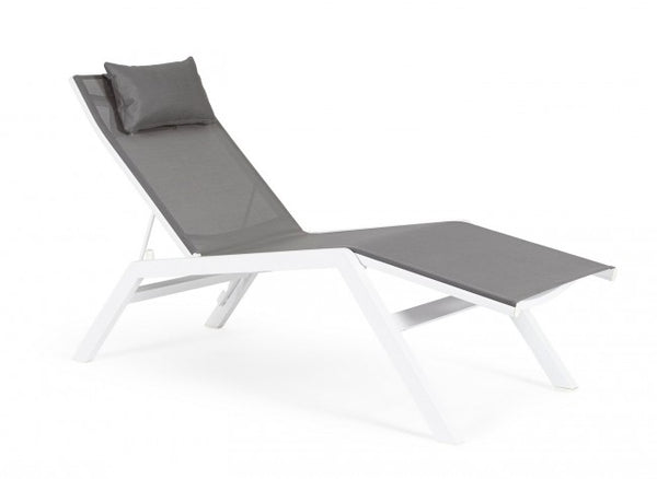 online Lettino Chaise Longue da Giardino 65,5x177x105h cm con Cuscino Poggiatesta Krion Bianco