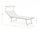 Set 2 Lettini Prendisole da Giardino 71x186x106,5h cm Cross con Tettuccio Text Bianco -3