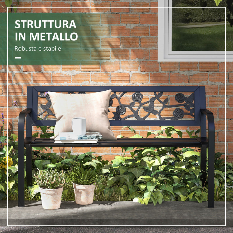 Panchina da Giardino 2 Posti 127x50x75 cm in Acciaio Nero – acquista su  Giordano Shop