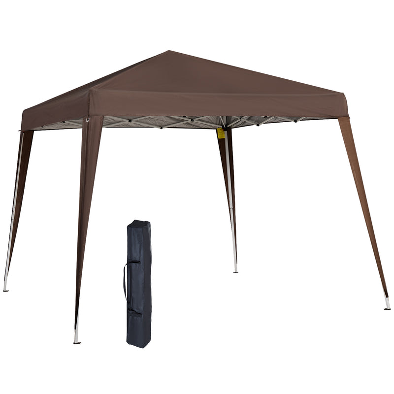 Gazebo Pieghevole da Giardino  con Struttura  Antivento 2,4x2,4m in Acciaio e Corde Caffè-9