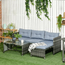 Set da Giardino  Divano Angolare Chaise Longue e Tavolino in Rattan PE Grigio-2