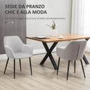 Set 2 Sedie Imbottite 54x57x80 cm in Tessuto Effetto Velluto Grigio-4