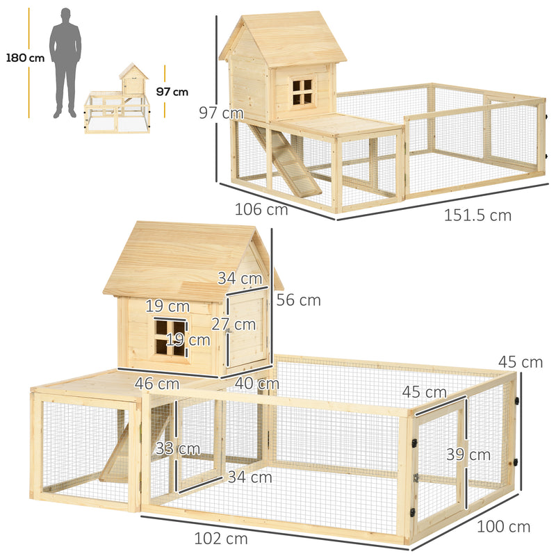 Conigliera per Interno 151,5x106x97 cm 3 Porte e Area Esterna in Legno d' Abete – acquista su Giordano Shop