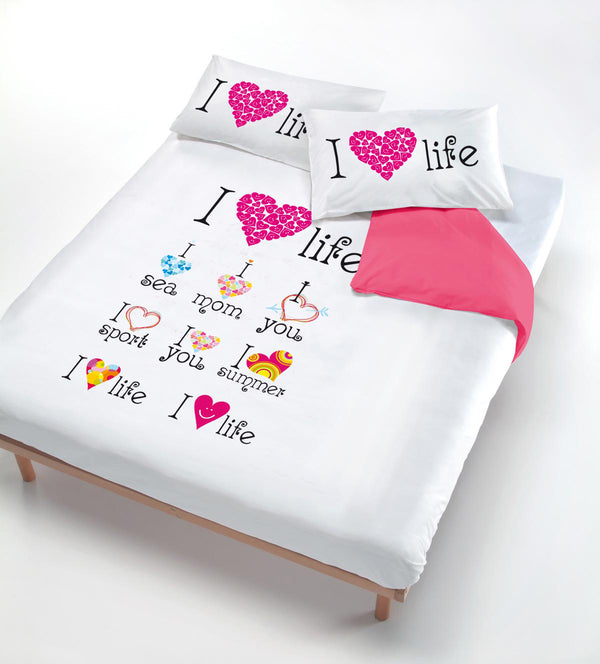 Copripiumino con Stampa sul Sacco e Federe I Love Life sconto