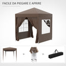 Gazebo Pieghevole 2x2m in Metallo e Poliestere Marrone-9