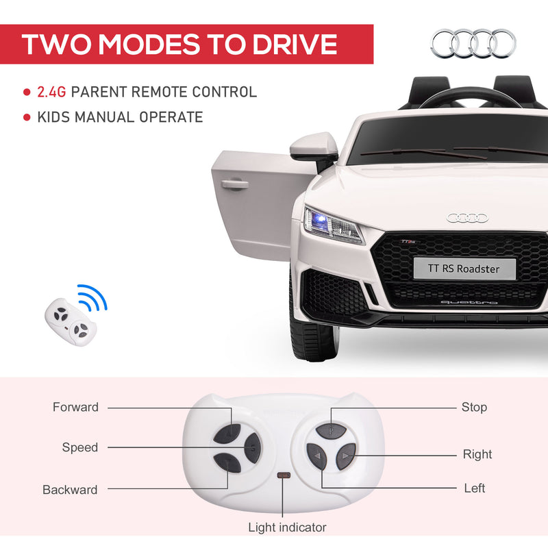 Macchina Elettrica per Bambini 12V con Licenza Audi TT Bianco-4