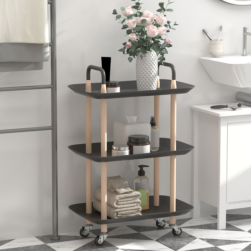 Carrello da Cucina 57,5x36,5x85 cm in Metallo e Plastica Nero e Marrone – acquista  su Giordano Shop