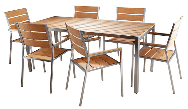 Set Tavolo e 6 Sedie da Giardino in Acciaio e Sumpar Wood Kraus Donatello prezzo