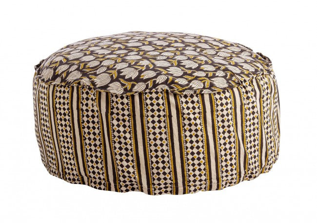 Pouf Ø 65x25 cm Charme in Tessuto Nero-1