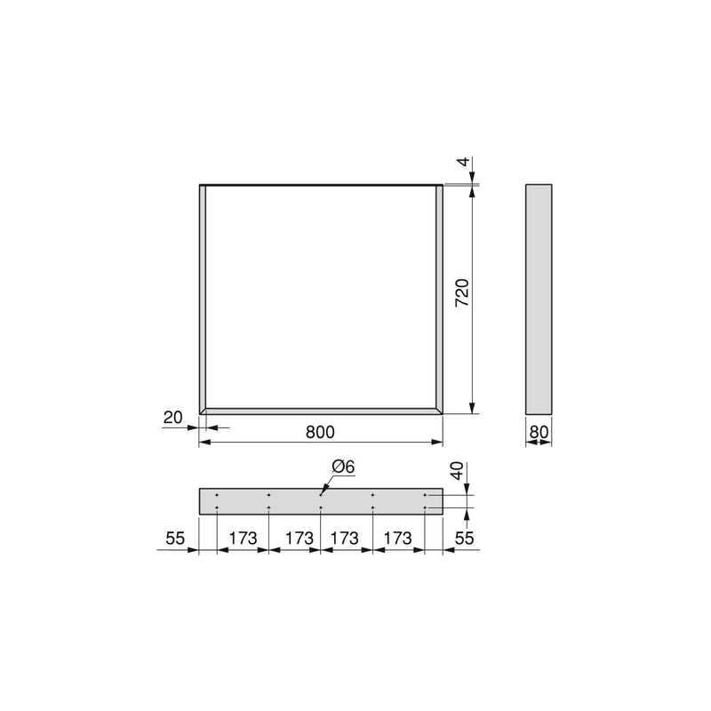 Set Gambe da Tavolo Square Rettangolari H720 Verniciato Nero Acciaio Emuca-2