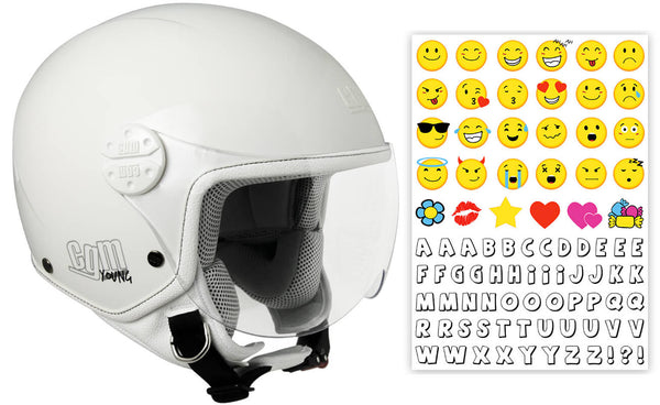 Casco Demi-Jet per Bambini Visiera Sagomata CGM Havana Smile 205S Bianco prezzo