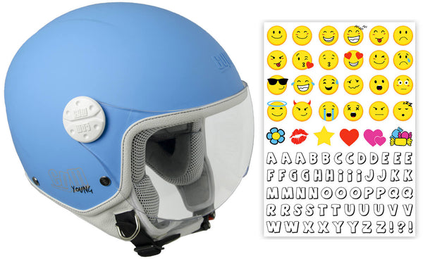 Casco Demi-Jet per Bambini Visiera Sagomata CGM Havana Smile 205S Azzurro Opaco sconto