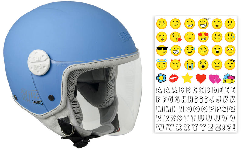 Casco Demi-Jet per Bambini Visiera Lunga CGM Varadero Smile 206S Azzurro Opaco -1