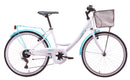 Bicicletta City per Donna 24” 6V in Acciaio Venere Bianco e Celeste-1