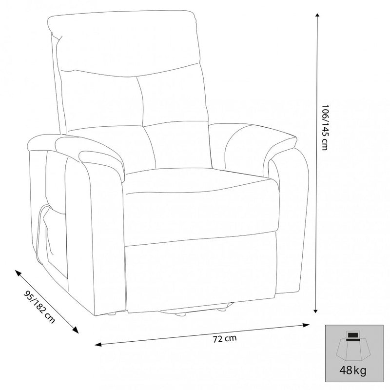 Poltrona Relax Elettrica 72x95/182x106/145 h cm in Similpelle Marrone-3