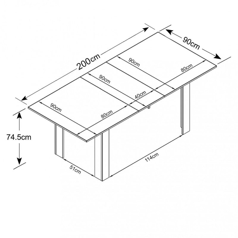 Tavolo Allungabile Gemma 160/200x90x75 h cm in Truciolare bilaminato Bianco e Grigio effetto Cemento-5