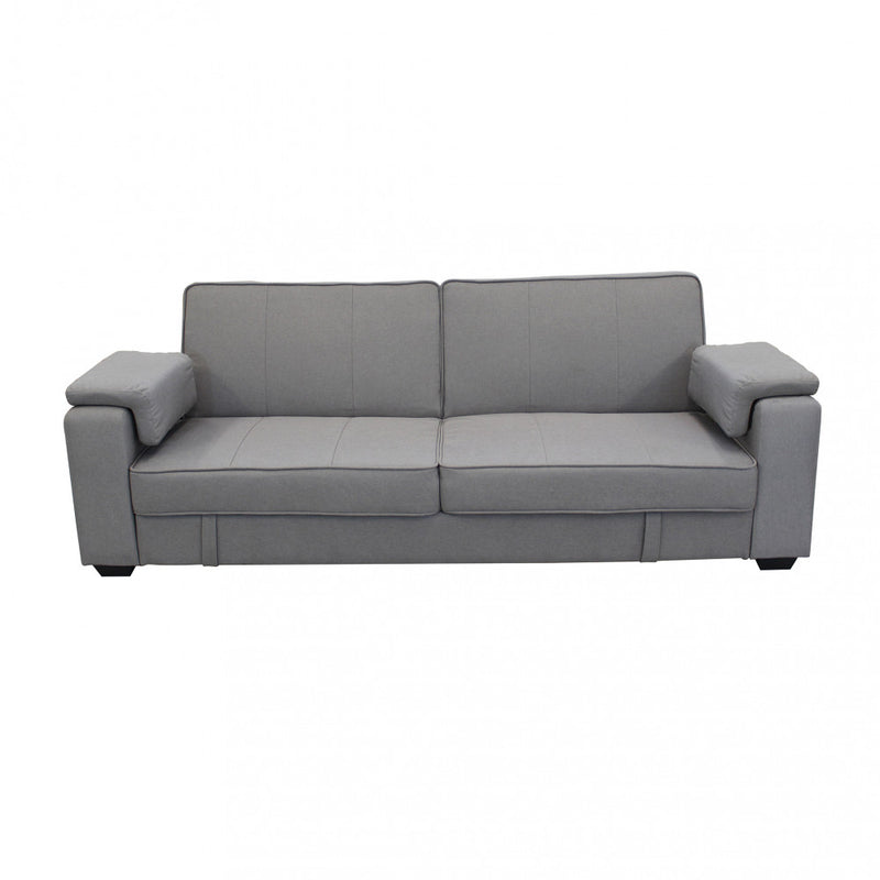 Divano Letto Darell 228x85x89 cm in Tessuto Grigio chiaro-3