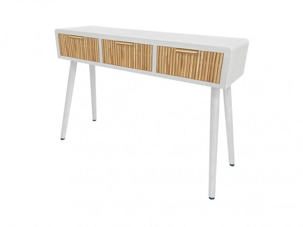 Consolle 3 Cassetti 110x40x78 cm Charley in Legno Bianco-1