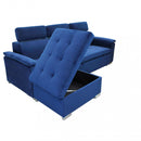 Divano Letto Derrick 234x148x84 cm in Tessuto Blu-5