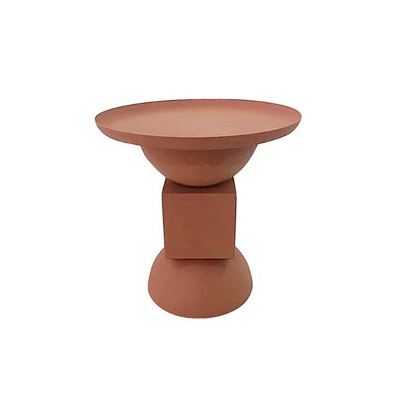 Tavolino Ø 40,5x41,5 cm Alka in Acciaio Terracotta-1