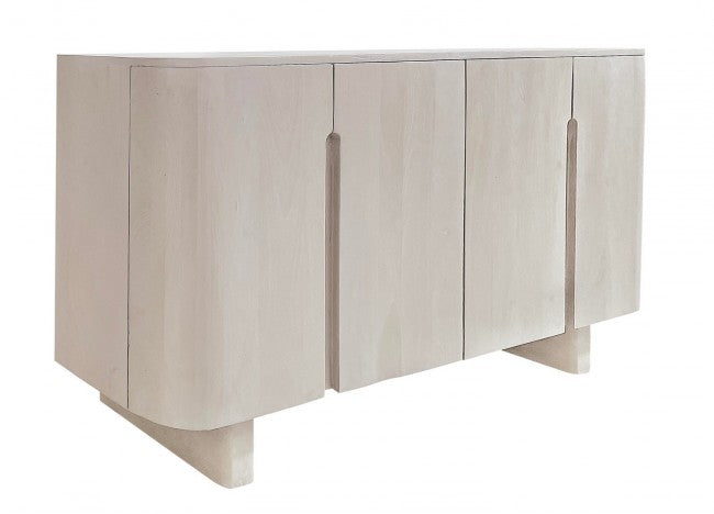 Credenza 4 Ante 150x40x84 cm Caffè White in Legno-1