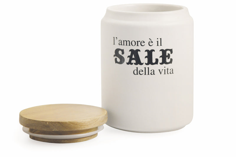 Barattolo sale in gres coperchio in bamboo Shadeof Stones