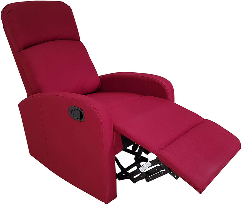 Poltrona Relax Reclinabile Manuale 75x65x101 cm in Tessuto Rossa-2