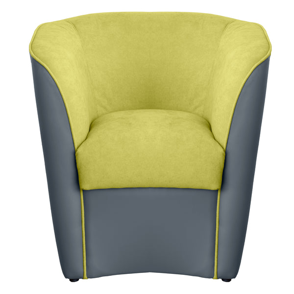 Poltroncina a Pozzetto 70x67x76 cm in Tessuto e Similpelle Grigio e Verde acquista