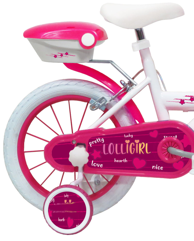 Bicicletta per Bambina 14" 2 Freni  Lolly Girl Bianca/Rosa-2