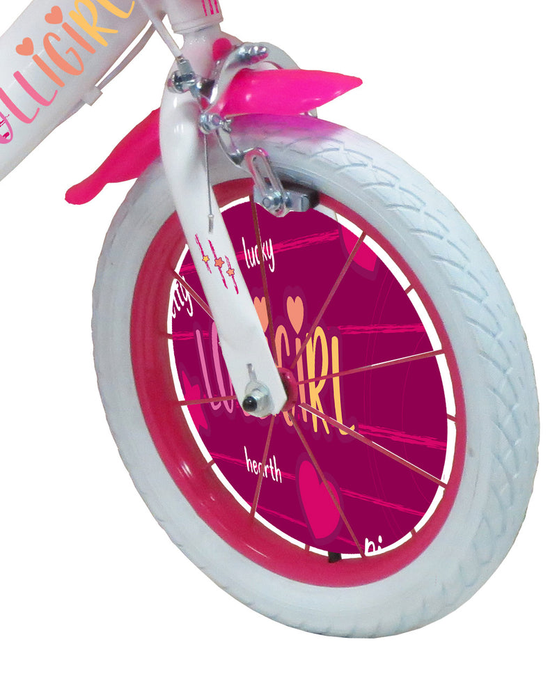 Bicicletta per Bambina 14" 2 Freni  Lolly Girl Bianca/Rosa-3