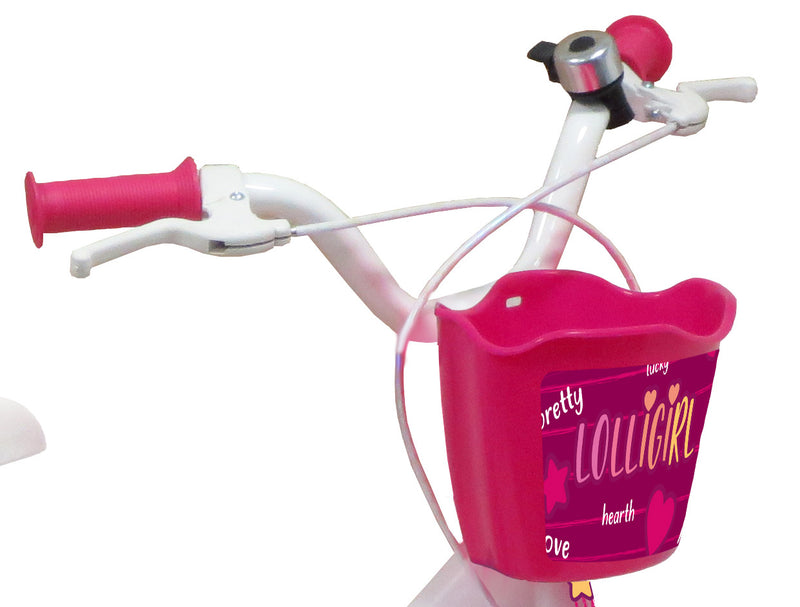 Bicicletta per Bambina 14" 2 Freni  Lolly Girl Bianca/Rosa-4