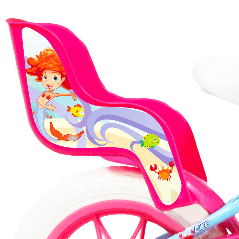 Bicicletta per Bambina 12” 1 Freno Gomme in EVA Sea Life Azzurro e Rosa-4