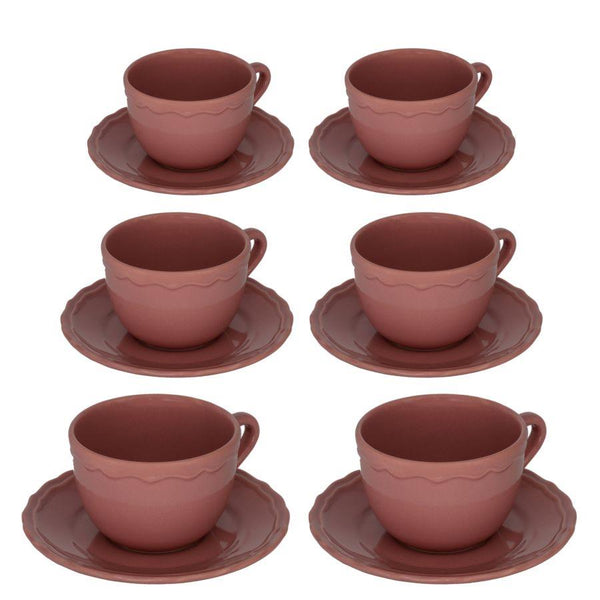 Set 6 Tazze da The con Piattino Ø9,5xh7 cm in Gres Porcellanato Juliet Rosa  Antico – acquista su Giordano Shop