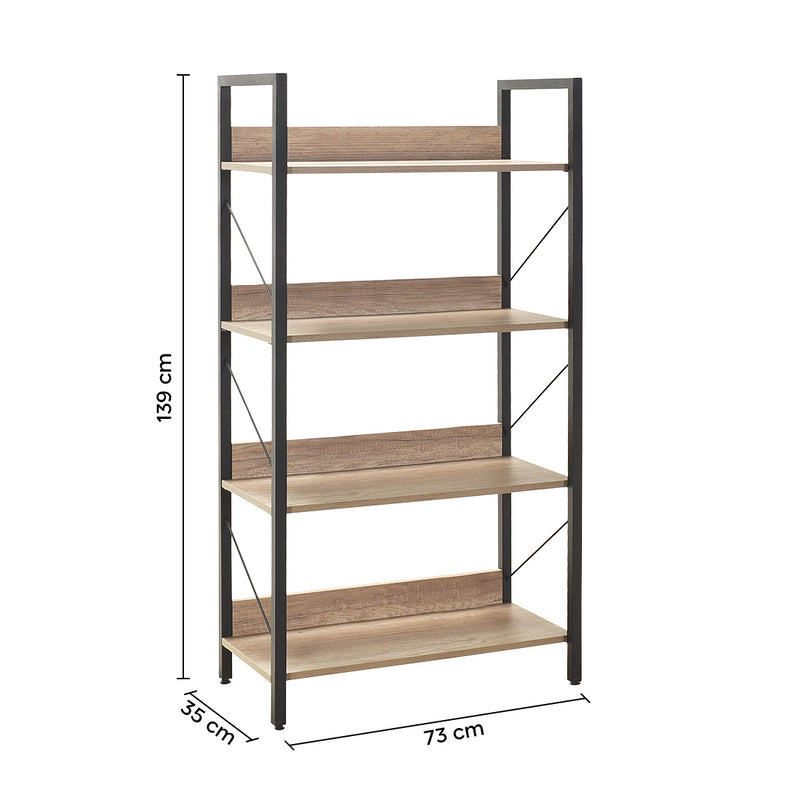 Libreria in Legno 139x73x35 cm Scaffale 4 Ripiani per Ufficio Rovere –  acquista su Giordano Shop