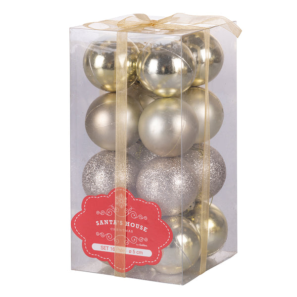 Set 16 Palle di Natale Ø5 cm in Plastica Champagne prezzo