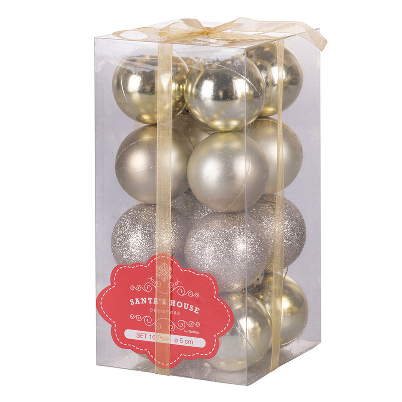 Set 16 Palle di Natale Ø5 cm in Plastica Champagne-1