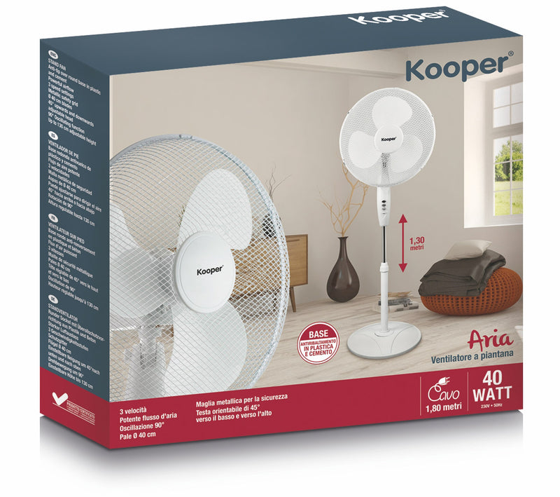 Ventilatore a Piantana 40cm Oscillante 3 Velocità  40W Kooper Aria-4