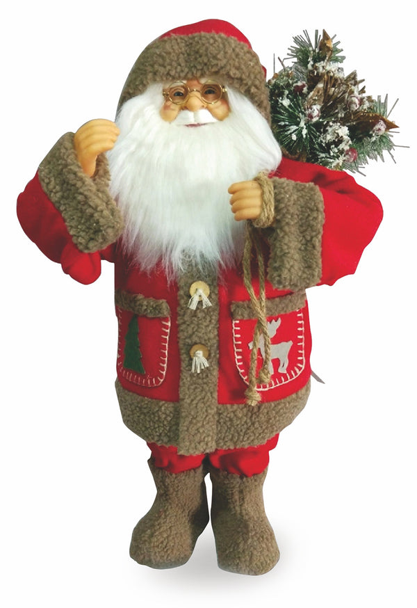 prezzo Pupazzo Babbo Natale Luminoso con Aghi di Pino 9 Led in Stoffa H62 cm Soriani Rosso